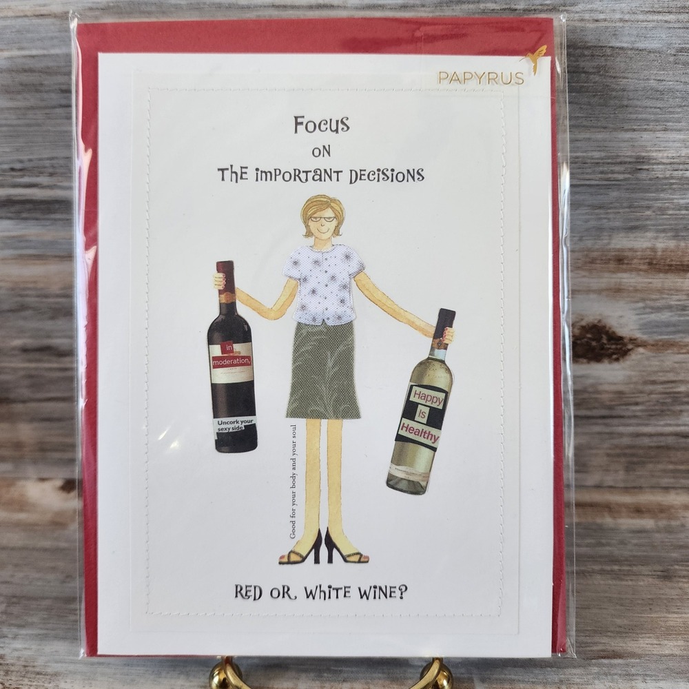 Papyrus Birthday Friendship Card Red or White Wine Humorous Greeting Card NIP